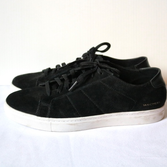 SKECHERS Street Los Angelis Black Suede Sneakers Lace Up Men's Size 8.5 Skate - Picture 3 of 11